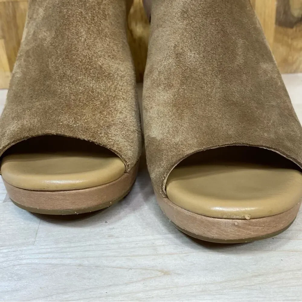 Kork Ease Hopi Suede Leather Peep Toe Sculpted Chunky Heel 7